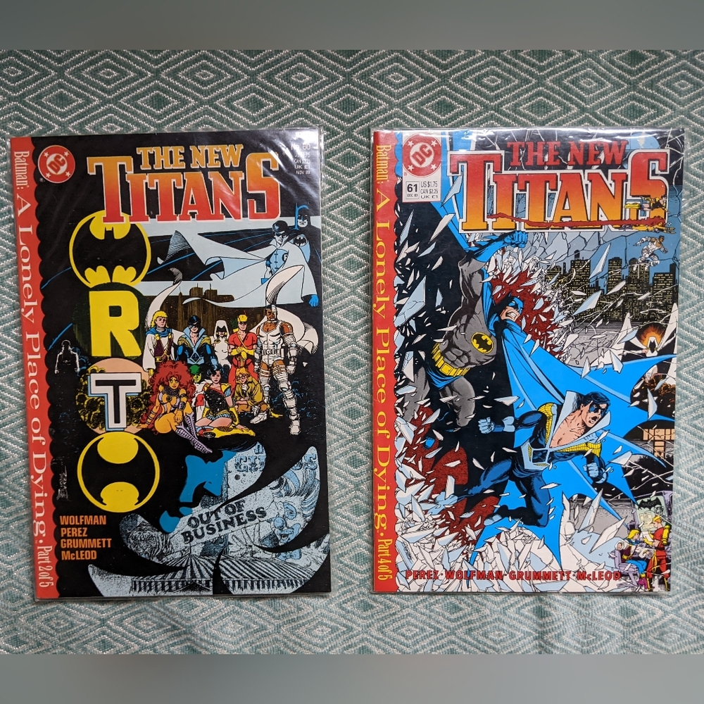 Vintage The New Titans No 60 & No 61, 1989, A Lonely Place of Dying Part 2 & 4